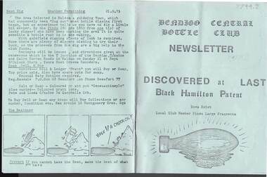 Document - JAMES LERK COLLECTION: BENDIGO CENTRAL BOTTLE CLUB NEWSLETTER