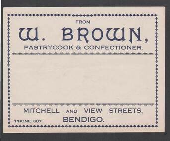 Document - CAMBRIDGE PRESS COLLECTION: LABEL - W. BROWN PASTRYCOOK