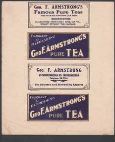 Document - CAMBRIDGE PRESS COLLECTION: LABEL - GEO F. ARMSTRONG'S PURE TEA