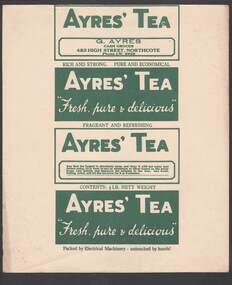 Document - CAMBRIDGE PRESS COLLECTION: LABEL - AYERS' TEA, FRESH, PURE AND DELICIOUS