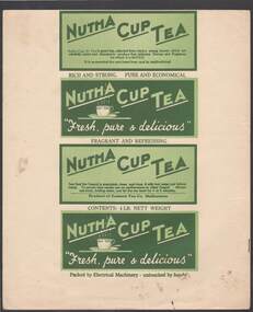 Document - CAMBRIDGE PRESS COLLECTION: LABEL - NUTHA CUP TEA