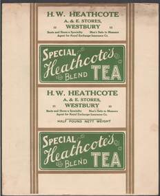 Document - CAMBRIDGE PRESS COLLECTION: LABEL - SPECIAL HEATCOTE'S BLEND TEA