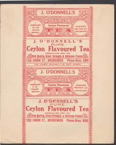 Document - CAMBRIDGE PRESS COLLECTION: LABEL - J. O'DONNELL'S CEYLON FLAVOURED TEA