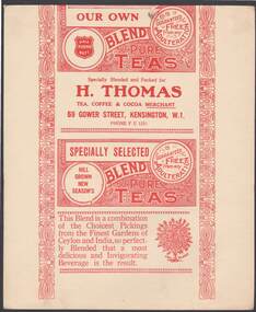 Document - CAMBRIDGE PRESS COLLECTION: LABEL - H. THOMAS OUR OWN PURE BLEND TEA