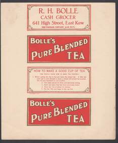 Document - CAMBRIDGE PRESS COLLECTION: LABEL - BOLLE'S PURE BLENDED TEA