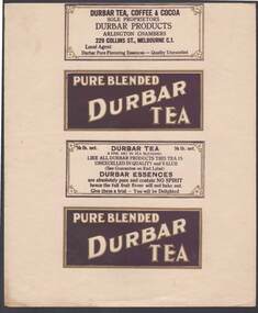 Document - CAMBRIDGE PRESS COLLECTION: LABEL - PURE BLENDED DURBAR TEA