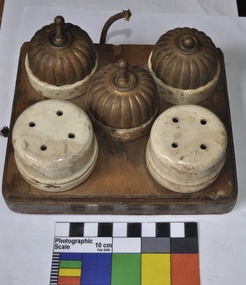 Functional object - ELECTRICAL SWITCHBOARD: BRASS SWITCHES PORCELAIN BASES