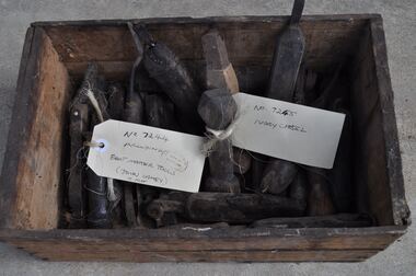 Footwear - LEATHER BOOTMAKING TOOLS AND COMPANY STAMP OF J.M.OKEY