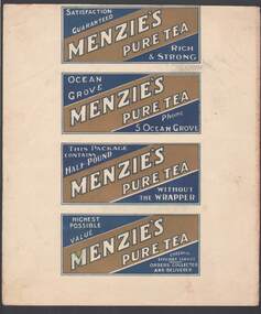 Document - CAMBRIDGE PRESS COLLECTION: LABEL - MENZIE'S PURE TES