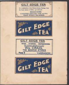 Document - CAMBRIDGE PRESS COLLECTION: LABEL - GILT EDGE TEA