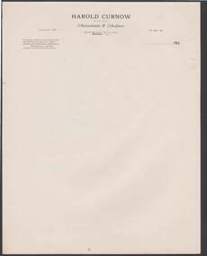 Document - CAMBRIDGE PRESS COLLECTION: LETTER PAPER - HAROLD CURNOW, ACCOUNTANT