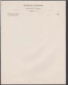 Document - CAMBRIDGE PRESS COLLECTION: LETTER PAPER - HAROLD CURNOW, ACCOUNTANT