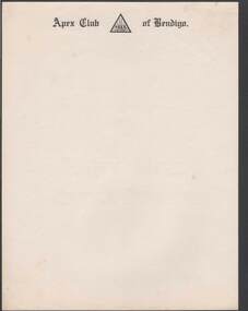 Document - CAMBRIDGE PRESS COLLECTION: LETTER PAPER - APEX CLUB, BENDIGO