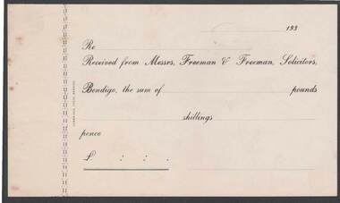 Document - CAMBRIDGE PRESS COLLECTION: RECEIPT - FREEMAN AND FREEMAN SOLICITORS