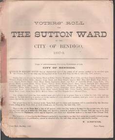 Document - VOTERS ROLLS: SUTTON WARD, 7th July 1897