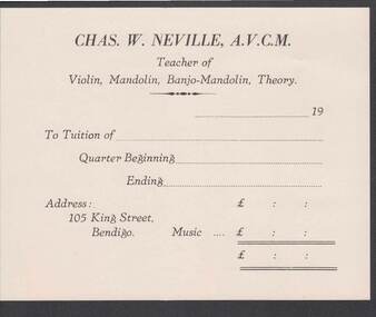 Document - CAMBRIDGE PRESS COLLECTION: RECEIPT - CHAS W. NEVILLE