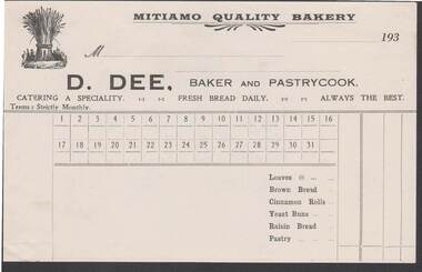 Document - CAMBRIDGE PRESS COLLECTION: ACCOUNT - MITIAMO QUALITY BAKERY