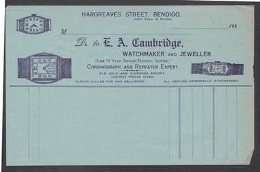 Document - CAMBRIDGE PRESS COLLECTION: ACCOUNT - E. A. CAMBRIDGE
