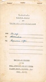 Document - J W SWATTON COLLECTION: RACV ROUTE MAPS