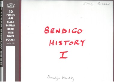 Book - BENDIGO HISTORY VOLUME 1