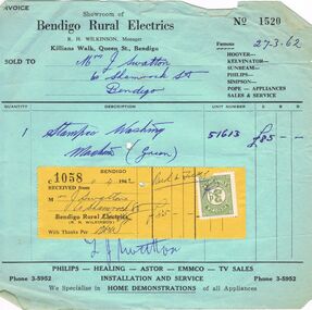 Document - J W SWATTON COLLECTION: BENDIGO RURAL ELECTRICS ACCOUNT