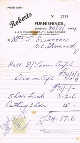 Document - J W SWATTON COLLECTION: ROBERTS FURNISHINGS ACCOUNT
