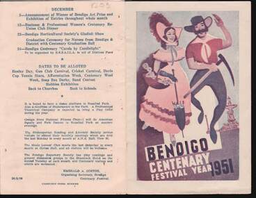 Document - BENDIGO CENTENARY COLLECTION: CENTENARY PROGRAM