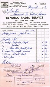 Document - J W SWATTON COLLECTION: BENDIGO RADIO SERVICE ACCOUNT