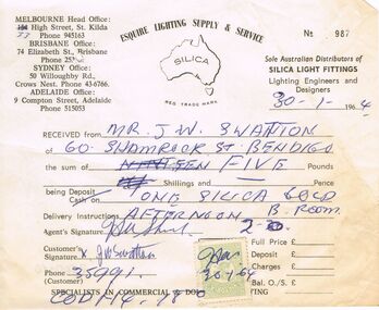 Document - J W SWATTON COLLECTION: ESQUIRE LIGHTING SUPPLY INVOICE