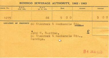 Document - J W SWATTON COLLECTION: BENDIGO SEWERAGE AUTHORITY