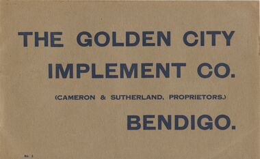Document - THE GOLDEN CITY IMPLEMENT CO, BENDIGO, CATALOGUE