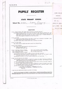 Document - LONG GULLY PRIMARY SCHOOL COLLECTION: PUPILS REGISTER - LONG GULLY PS NO. 2120 - 1980 - 1992