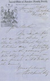 Document - ANCIENT ORDER OF FORESTERS NO. 3770 COLLECTION: CORRESPONDENCE