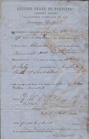 Document - ANCIENT ORDER OF FORESTERS NO. 3770 COLLECTION: CORRESPONDENCE
