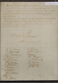 Document - POWELL COLLECTION: FRAMED CERTIFICATE