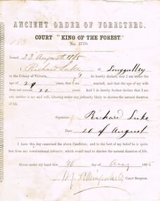 Document - ANCIENT ORDER OF FORESTERS NO. 3770 COLLECTION: CORRESPONDENCE