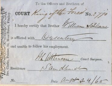 Document - ANCIENT ORDER OF FORESTERS NO. 3770 COLLECTION: CORRESPONDENCE