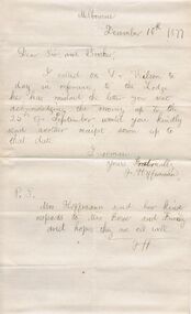 Document - ANCIENT ORDER OF FORESTERS NO. 3770 COLLECTION: CORRESPONDENCE