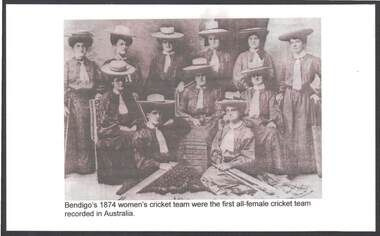Photograph - BENDIGO'S WOMEN'S CRICKET TEAM
