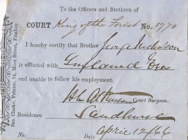 Document - ANCIENT ORDER OF FORESTERS NO. 3770 COLLECTION; CORRESPONDENCE