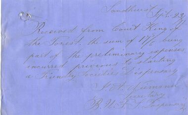 Document - ANCIENT ORDER OF FORESTERS NO. 3770 COLLECTION: CORRESPONDENCE