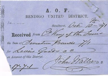 Document - ANCIENT ORDER OF FORESTERS NO. 3770 COLLECTION: CORRESPONDENCE