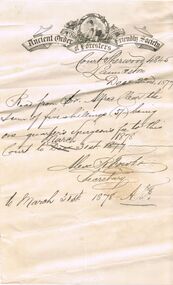 Document - ANCIENT ORDER OF FORESTERS NO. 3770 COLLECTION: CORRESPONDENCE