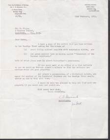 Document - DIOCESAN REGISTRY, FOREST STREET, BENDIGO, 22 February 1972