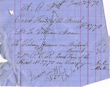 Document - ANCIENT ORDER OF FORESTERS NO. 3770 COLLECTION: CORRESPONDENCE