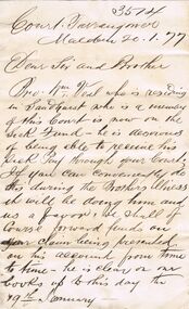 Document - ANCIENT ORDER OF FORESTERS NO. 3770 COLLECTION: CORRESPONDENCE