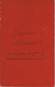 Book - COHN BROTHERS COLLECTION: REGISTER OF DIRECTORS AND MANAGERS NOTEBOOK