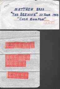 Document - TERRY DAVIDSON COLLECTION: THE BEEHIVE CASH COUPON, 23.6.1954
