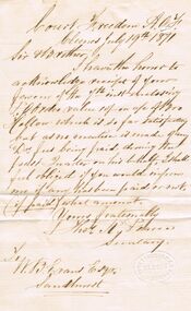 Document - ANCIENT ORDER OF FORESTERS NO. 3770 COLLECTION: CORRESPONDENCE