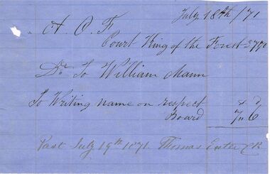 Document - ANCIENT ORDER OF FORESTERS NO. 3770 COLLECTION: CORRESPONDENCE